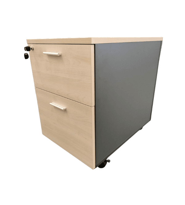 ตู้ลิ้นชักไม้ล้อเลื่อน 2ลิ้นชัก