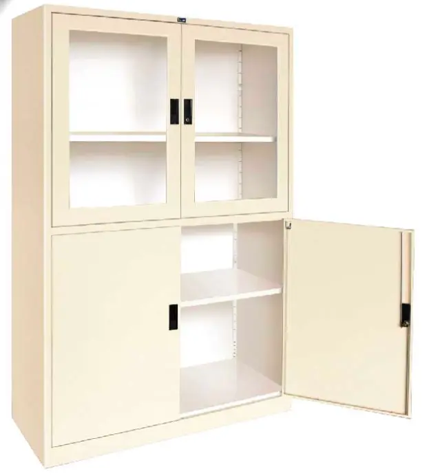 ตู้เหล็กเก็บเอกสารบานเปิดกระจก-ล่างทึบ