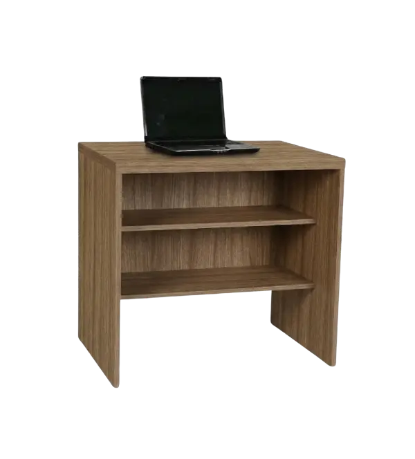 โต๊ะโล่งขาไม้ พร้อมชั้นวางของ