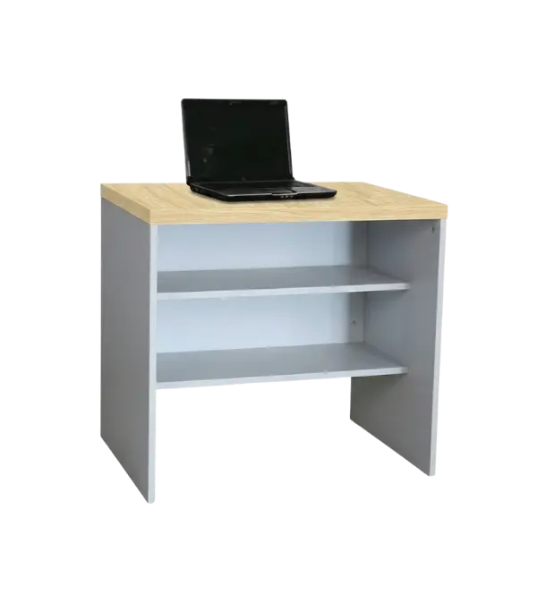 โต๊ะโล่งขาไม้ พร้อมชั้นวางของ