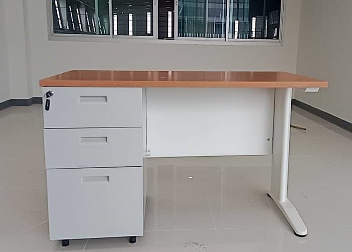 โต๊ะทำงาน ขาเหล็ก MMD ฝั่งซ้าย พร้อมลิ้นชักเหล็ก