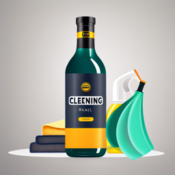 Black alcohol bottle with cleaning rag